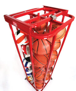 Vertical Basketball Rack with wheels - Vertical Locking Basketball Storage Cart - Blazer Space Mizer Ball Cage