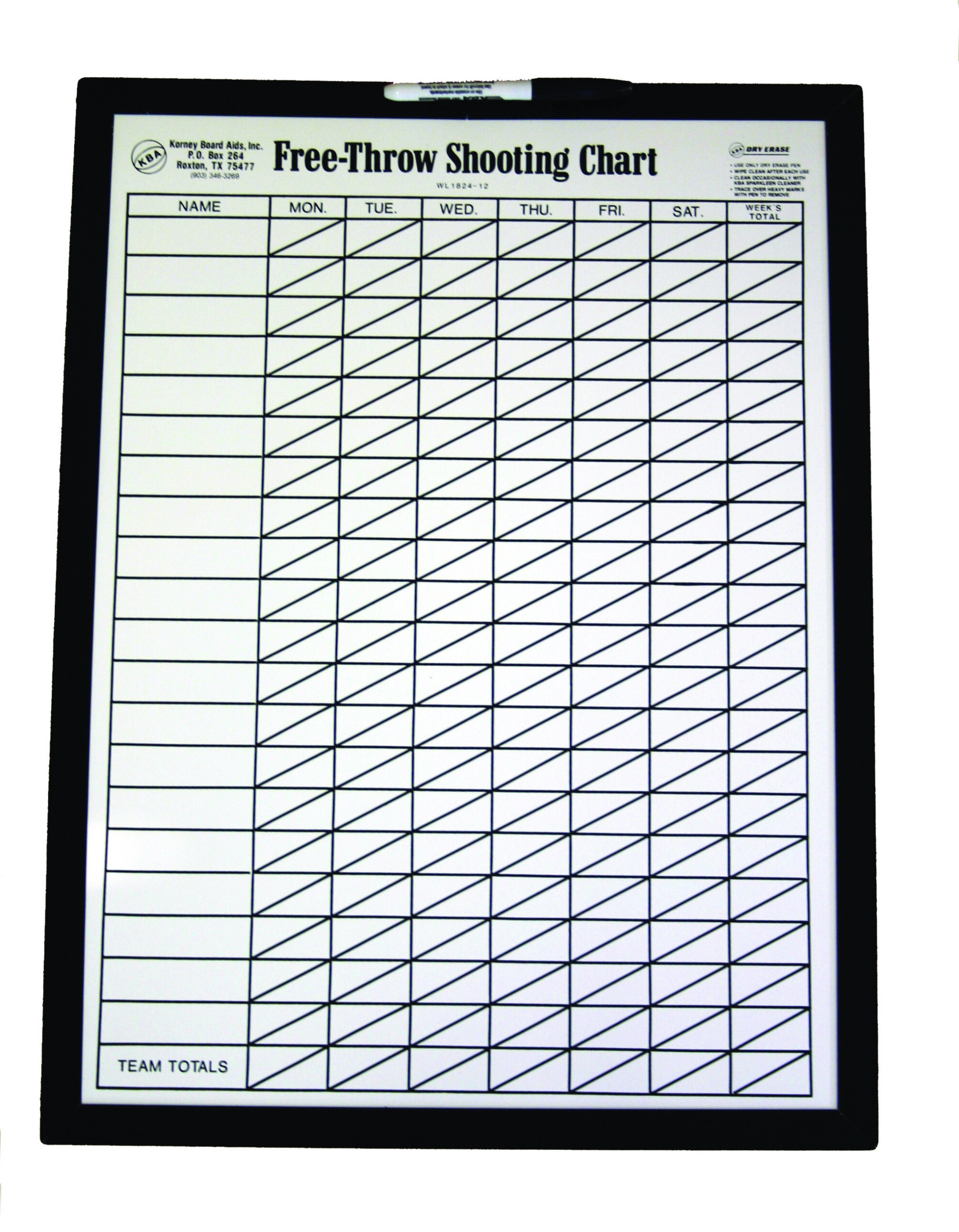 KBA Free Throw Shooting Chart Basketball Free Throw Goal Chart KBA