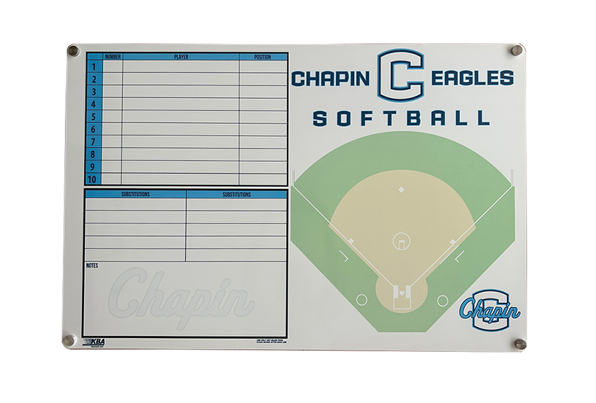 KBA Magnetic Softball Coaching Whiteboard for locker room or dug out - wall mount